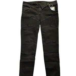 John Richmond X Black Cotton Ruched Cropped Skinny Pants Jeans Sz 38 NWT